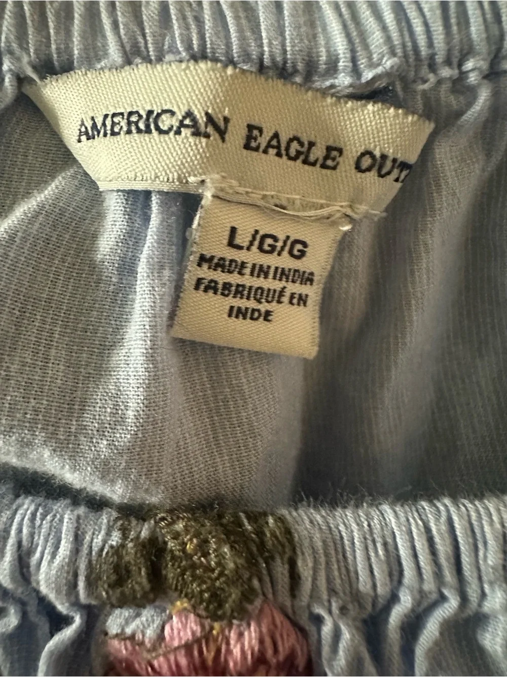 American Eagle Size L Embroidered Floral Off-Shoulder Cotton Blouse Cottagecore‎